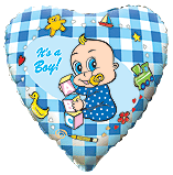 FM с рисунком 18" Сердце 201553 Новорожденный мальчик фольга