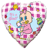 FM с рисунком 18" Сердце 201554 Новорожденная девочка фольга
